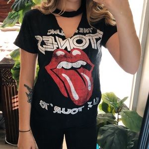 Rolling Stones Band Tee with Cut Out Vneck